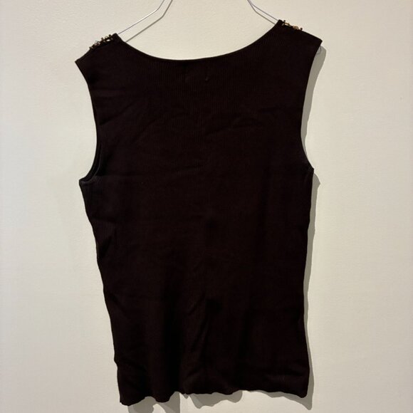 Ruby Rd Brown Jeweled Neck Tank Top - Women's 1X - Picture 4 of 10